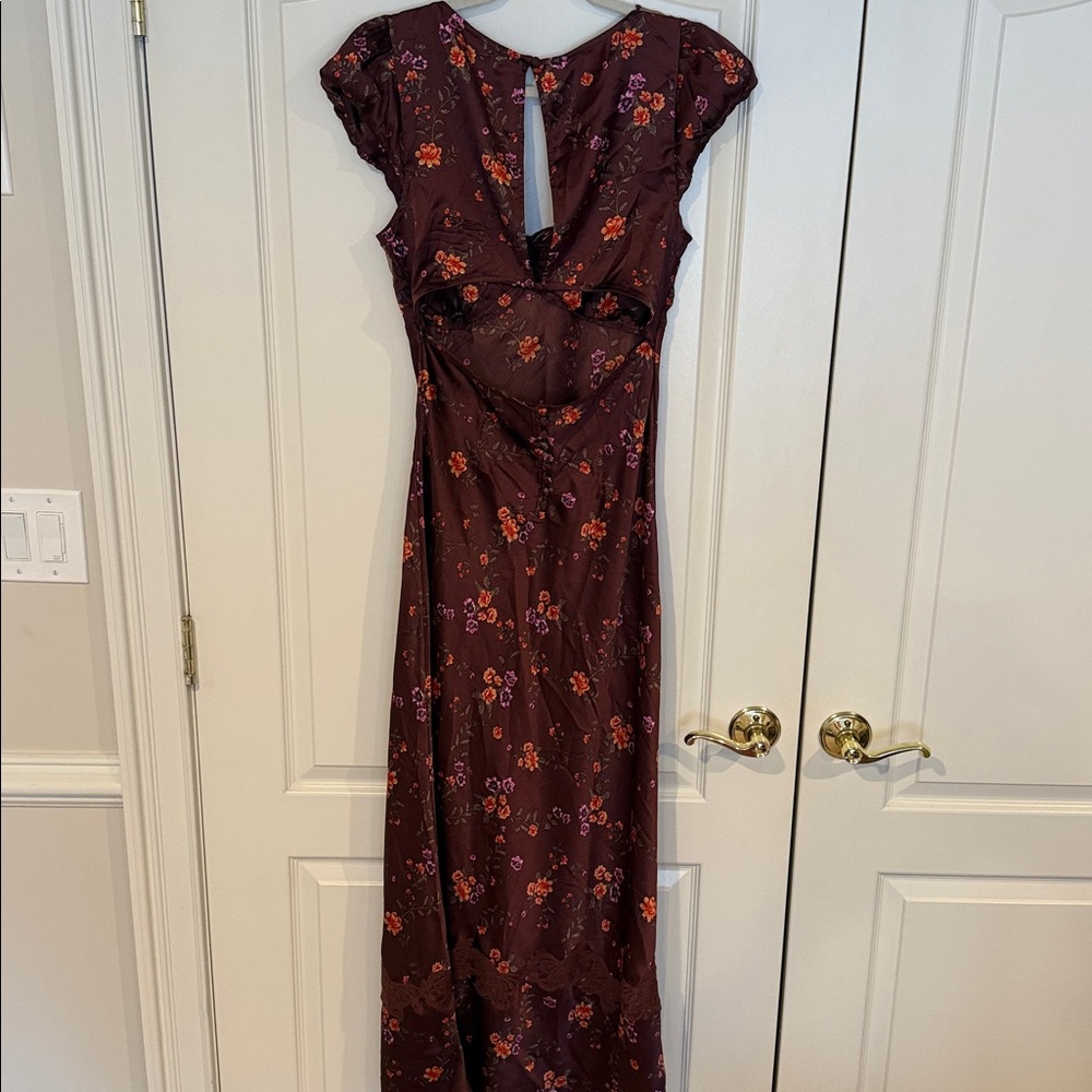 Floral Slip Dress in Deep Burgundy Free People Butterfly Babe Size Medium - Picture 9 of 10